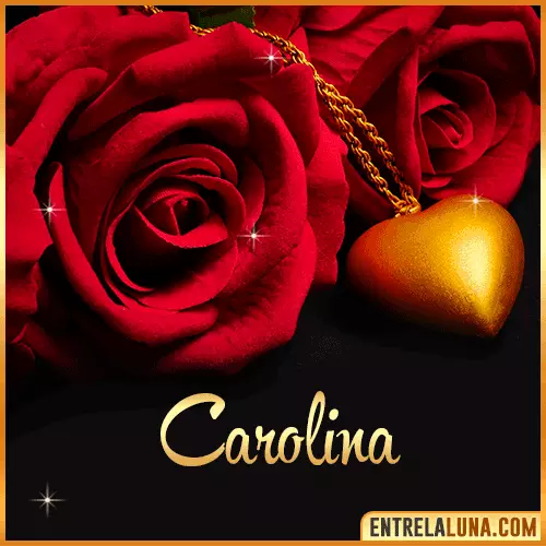 Flor de Rosa roja con Nombre Carolina