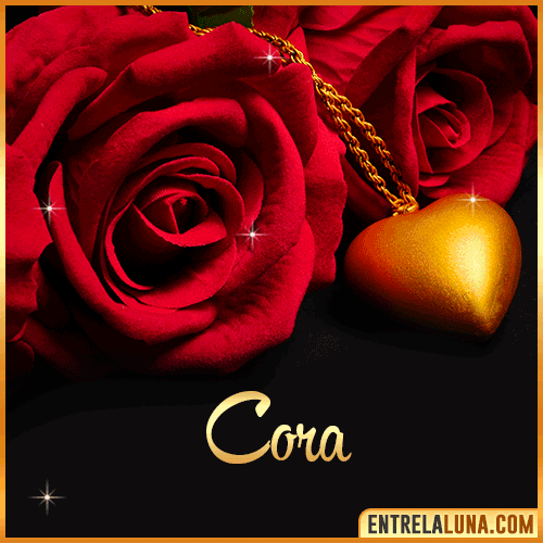 Flor de Rosa roja con Nombre Cora