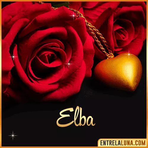 Flor de Rosa roja con Nombre Elba