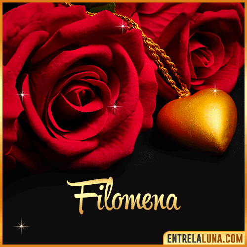 Flor de Rosa roja con Nombre Filomena