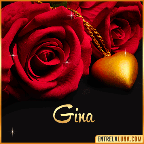 Flor de Rosa roja con Nombre Gina