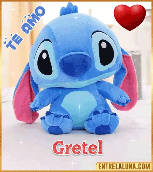 Peluche Stitch te amo con Nombre Gretel