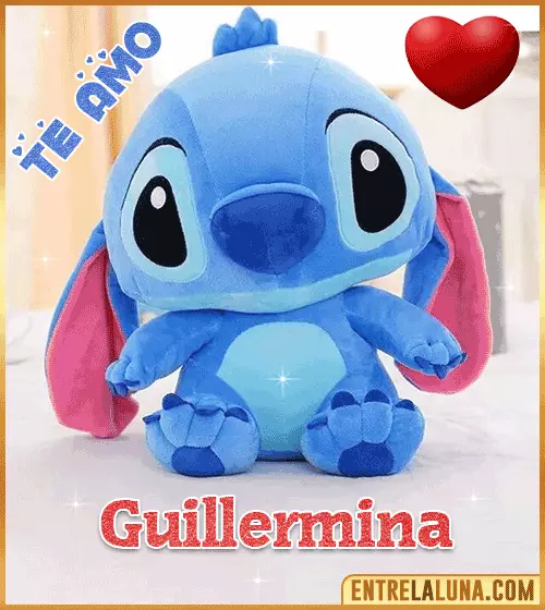 Peluche Stitch te amo con Nombre Guillermina