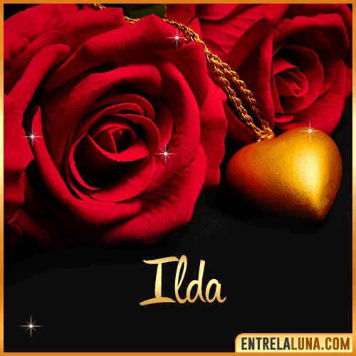 Flor de Rosa roja con Nombre Ilda