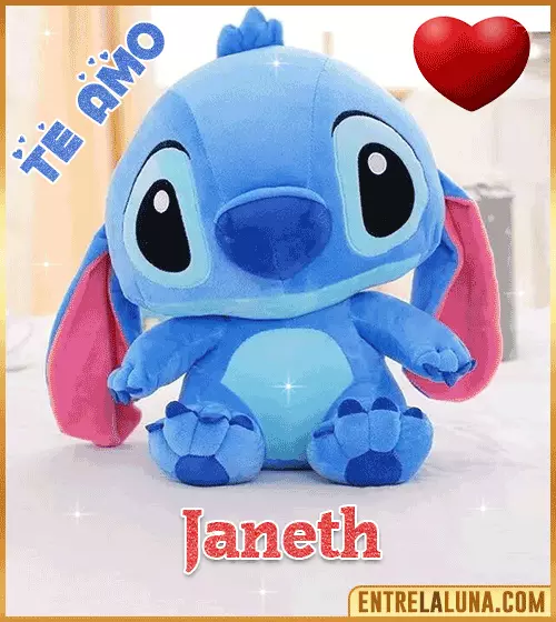 Peluche Stitch te amo con Nombre Janeth