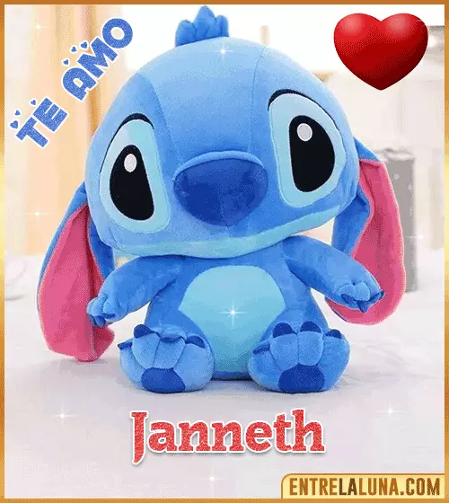 Peluche Stitch te amo con Nombre Janneth