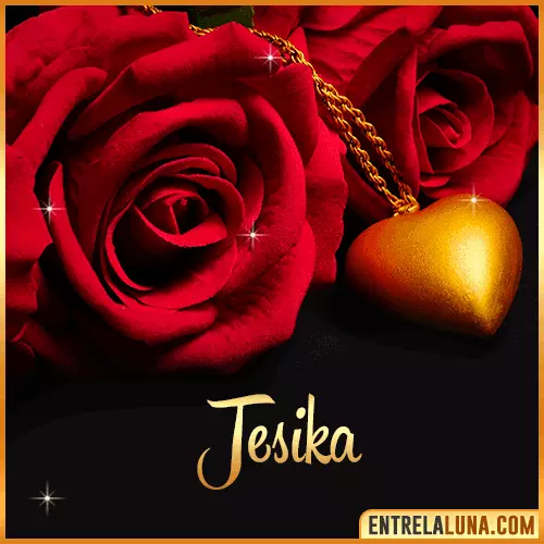 Flor de Rosa roja con Nombre Jesika