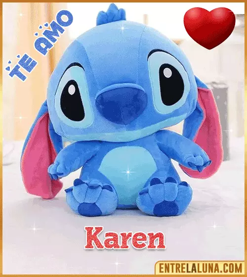 Peluche Stitch te amo con Nombre Karen