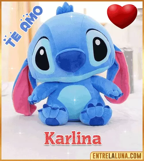 Peluche Stitch te amo con Nombre Karlina
