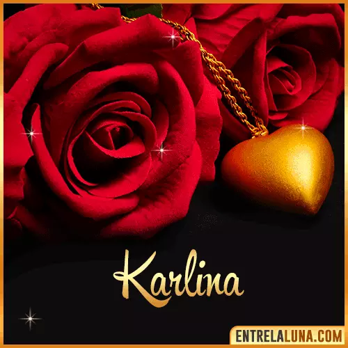 Flor de Rosa roja con Nombre Karlina