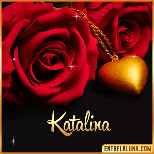 Flor de Rosa roja con Nombre Katalina