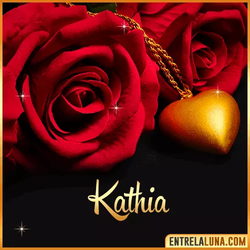 Flor de Rosa roja con Nombre Kathia