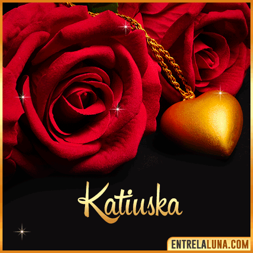 Flor de Rosa roja con Nombre Katiuska