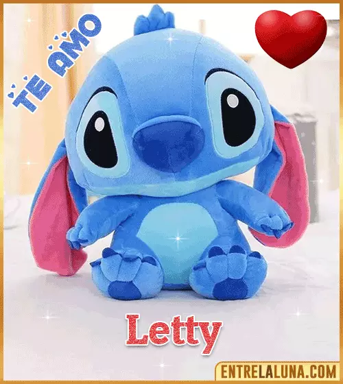 Peluche Stitch te amo con Nombre Letty