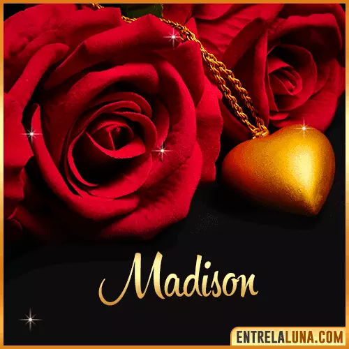 Flor de Rosa roja con Nombre Madison
