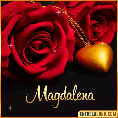 Flor de Rosa roja con Nombre Magdalena
