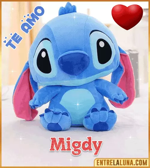 Peluche Stitch te amo con Nombre Migdy