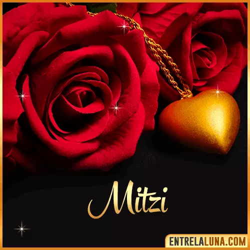 Flor de Rosa roja con Nombre Mitzi