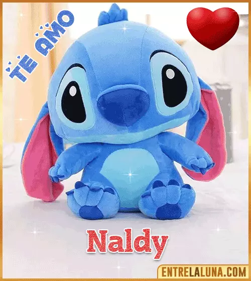 Peluche Stitch te amo con Nombre Naldy