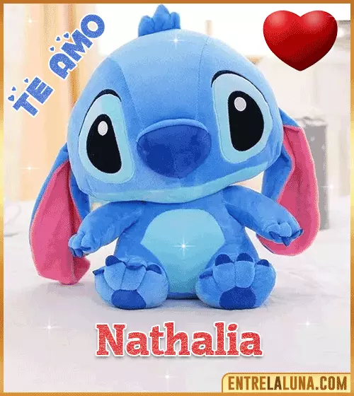 Peluche Stitch te amo con Nombre Nathalia