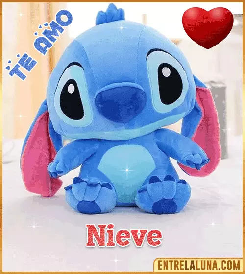 Peluche Stitch te amo con Nombre Nieve