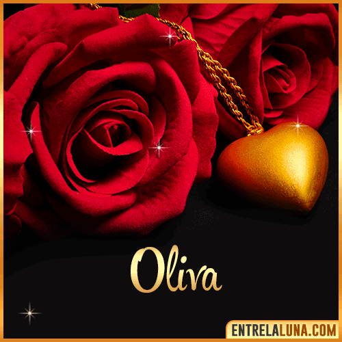 Flor de Rosa roja con Nombre Oliva