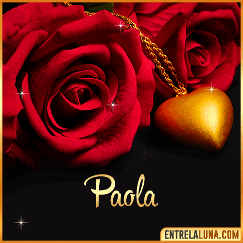Flor de Rosa roja con Nombre Paola