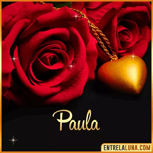 Flor de Rosa roja con Nombre Paula