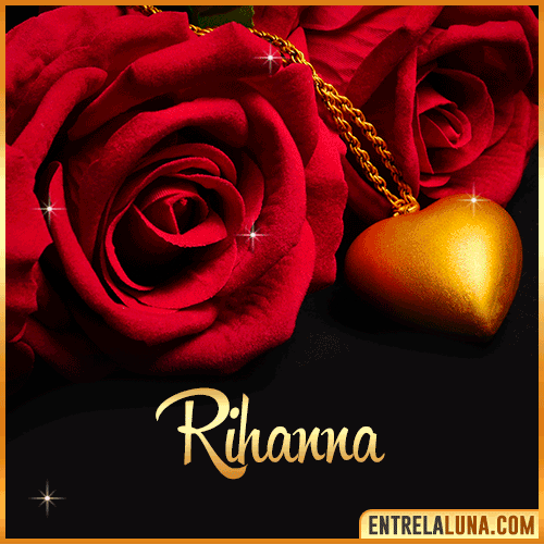 Flor de Rosa roja con Nombre Rihanna