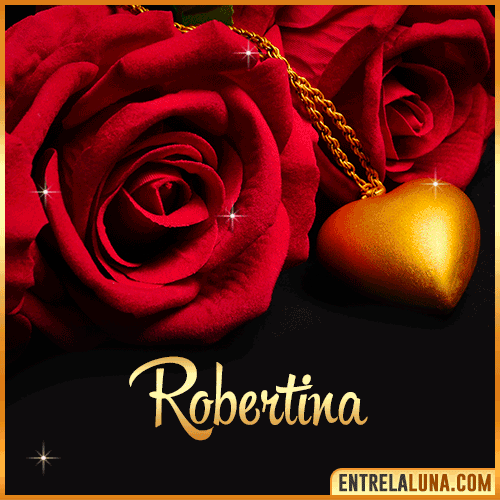 Flor de Rosa roja con Nombre Robertina