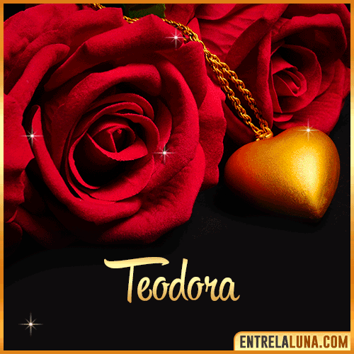 Flor de Rosa roja con Nombre Teodora
