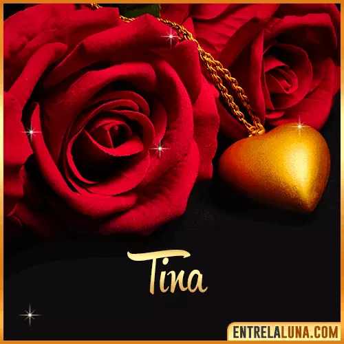Flor de Rosa roja con Nombre Tina