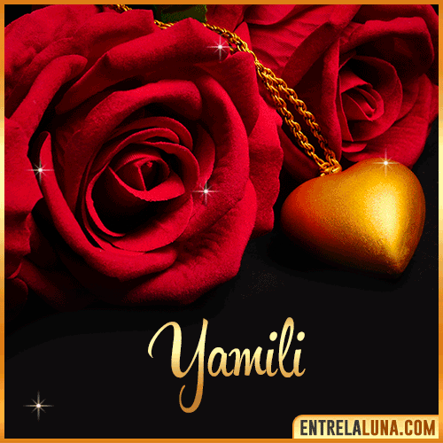 Flor de Rosa roja con Nombre Yamili